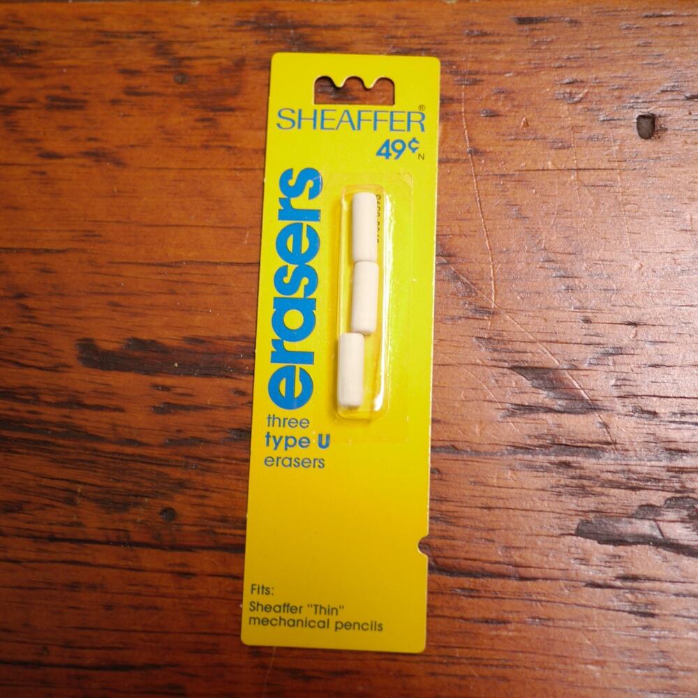 Set of 3 Vintage NEW Deadstock SHEAFFER Type U Pencil Erasers USA Made